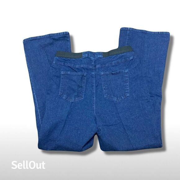 Vintage Jessica London Women's Flared Jeans Size 12P Dark Blue Denim - Picture 2 of 4